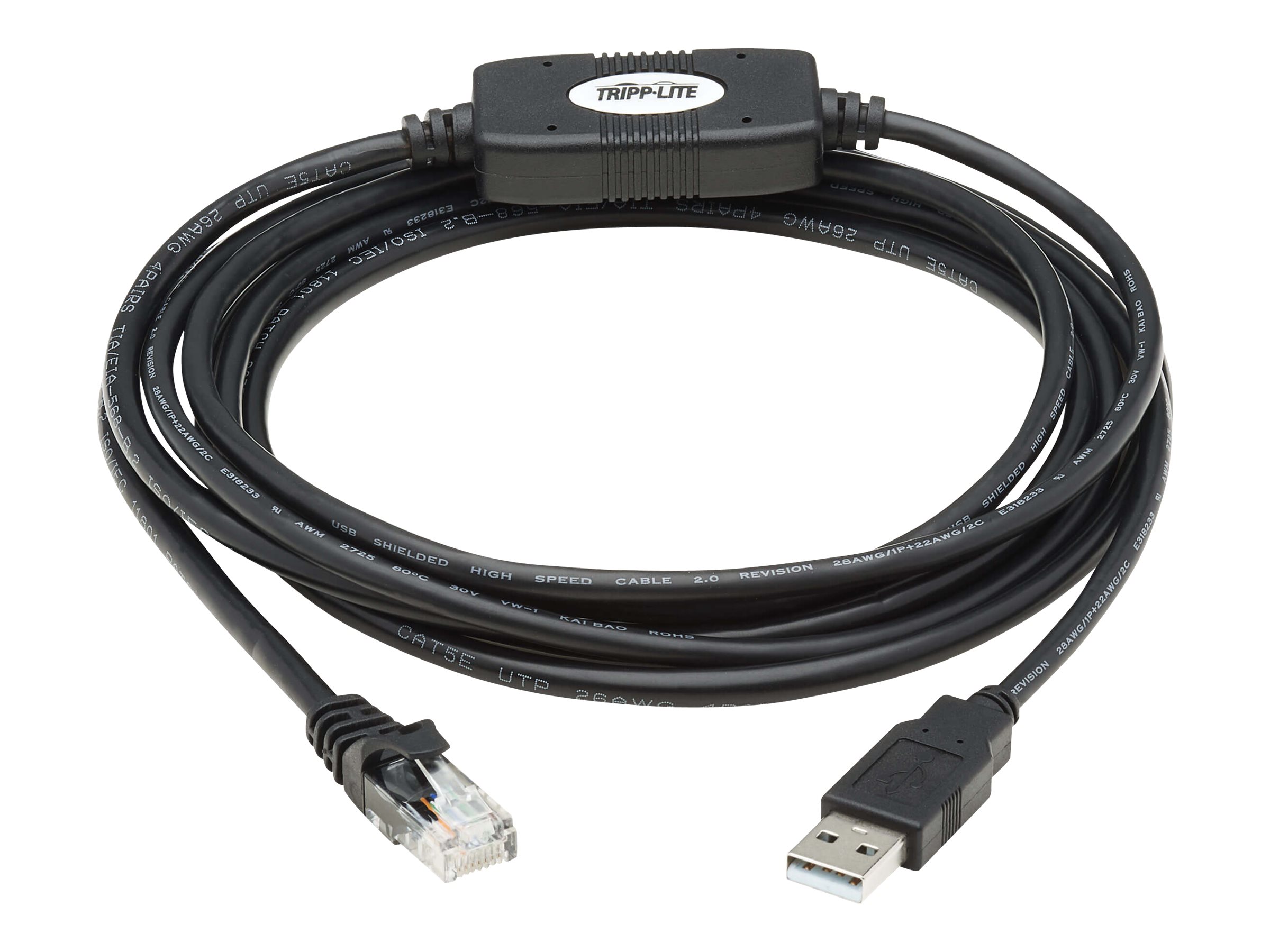 Tripp USB Type-A to RJ45 Rollover Console Cable, M/M, Black - 10 ft. - Kabel seriell - USB (M)