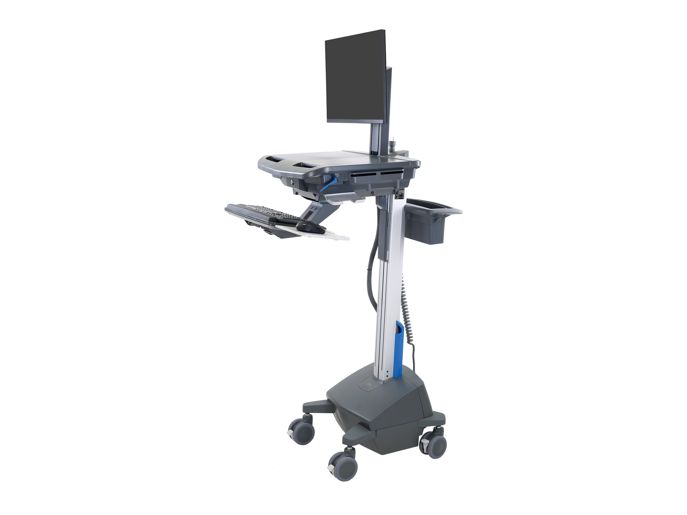 Ergotron Wagen - offene Architektur - f�r LCD-Display / PC-Ausr�stung - mit LCD-Drehpunkt, LiFe-gespeist, EU - verriegelbar - medizinisch - hochwertiger Kunststoff, Aluminium, verzinker Stahl - Dunkelgrau - Bildschirmgr��e: bis zu 61 cm (bis zu 24 Zoll)