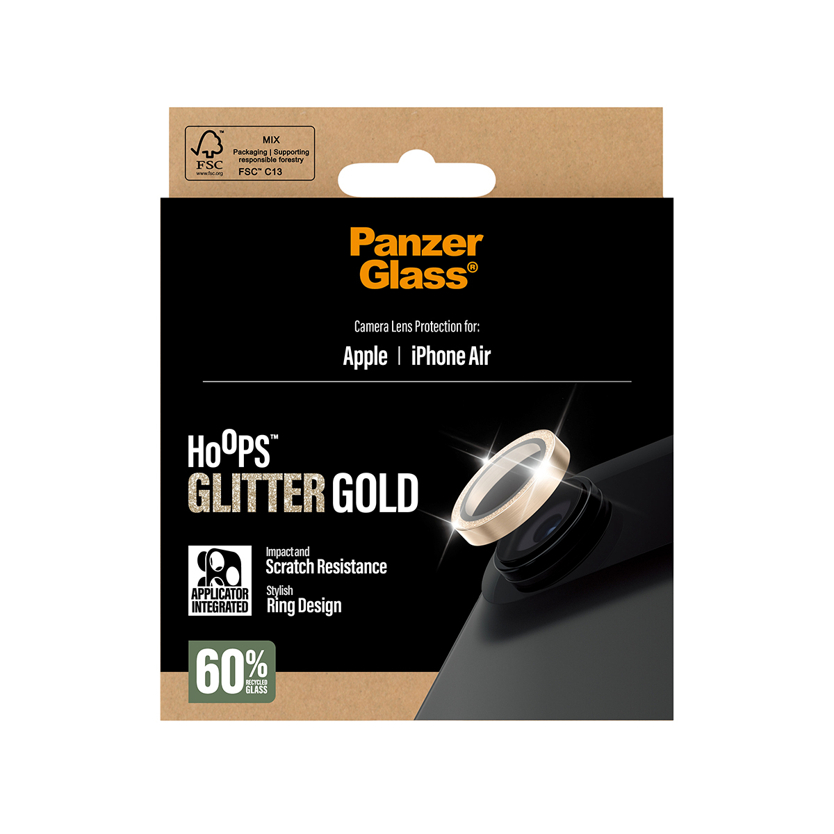 PanzerGlass Hoops Glitter Gold Camera Lens Protector iPhone Air