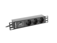 Lanberg PDU-03F-0200-BK - 1U - Horizontal - Schwarz - 3 AC-Ausgnge - Typ F - 2 m