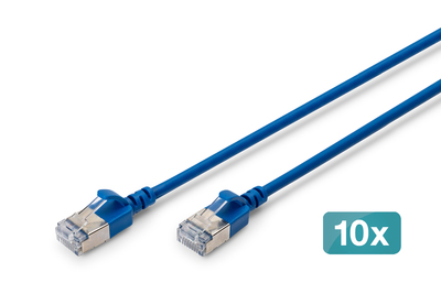 DIGITUS CAT 6A F-FTP Slim Patchkabel, 1,5 m, Blau, 10 St�ck