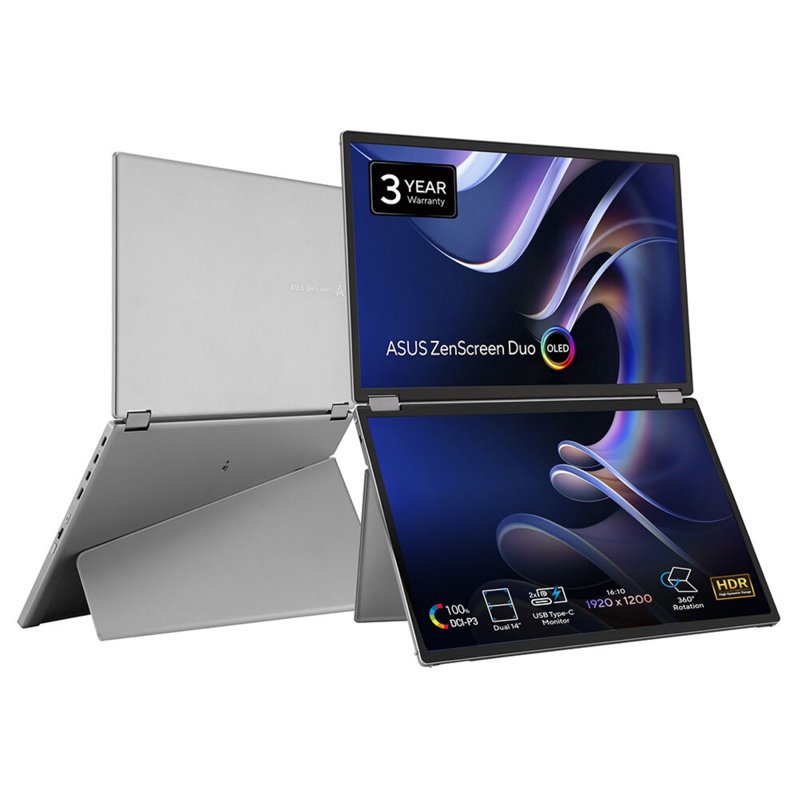 ASUS ZenScreen Duo OLED MQ149CD - Dual-OLED-Monitor - 35.6 cm (14)