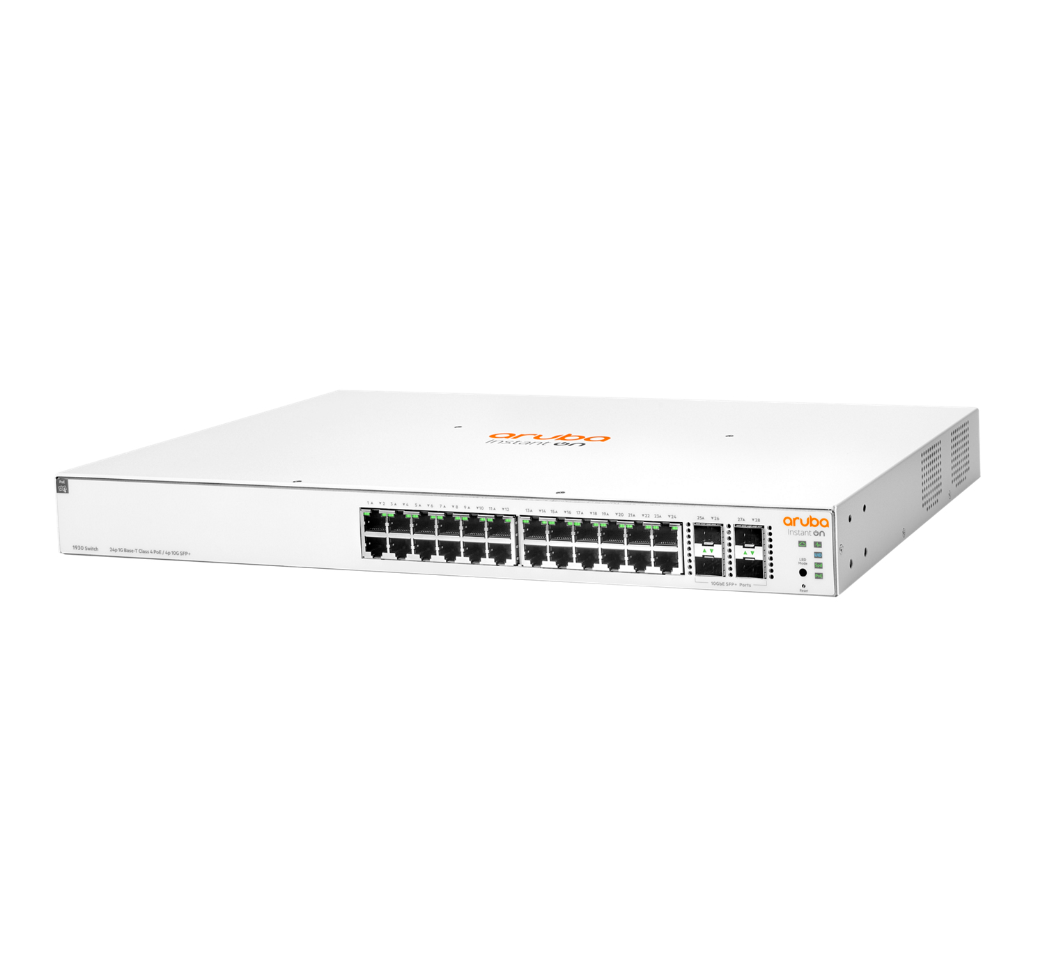 Aruba Instant On 1930 24G Class4 PoE 4SFP/SFP+ 370W (x20) Gr L2+ Gigabit Ethernet (10/100/1000) Connexion Ethernet, supportant lalimentation via ce port (PoE) 1U Blanc
