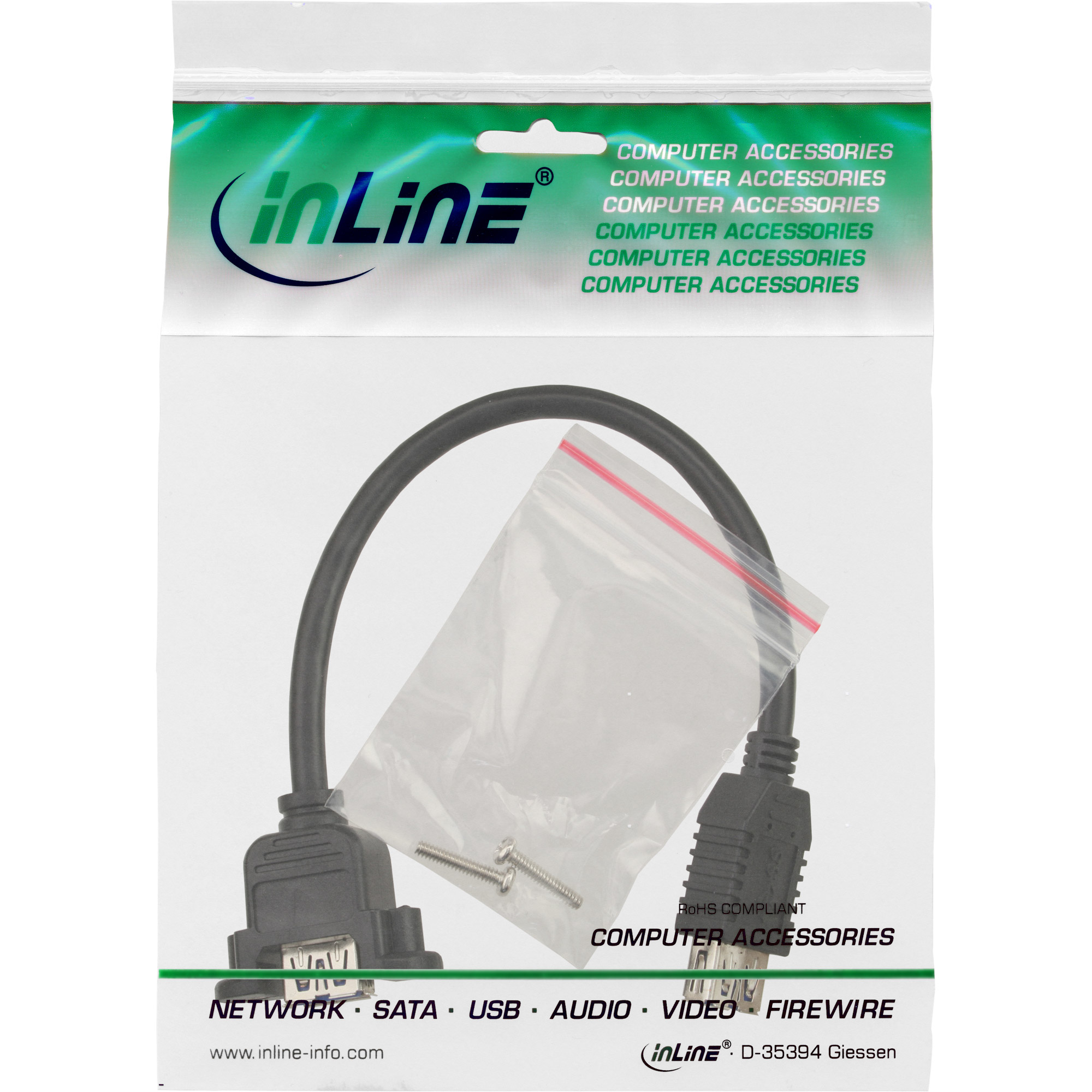 InLine 33445F cble USB 0,2 m USB 2.0 USB A Noir