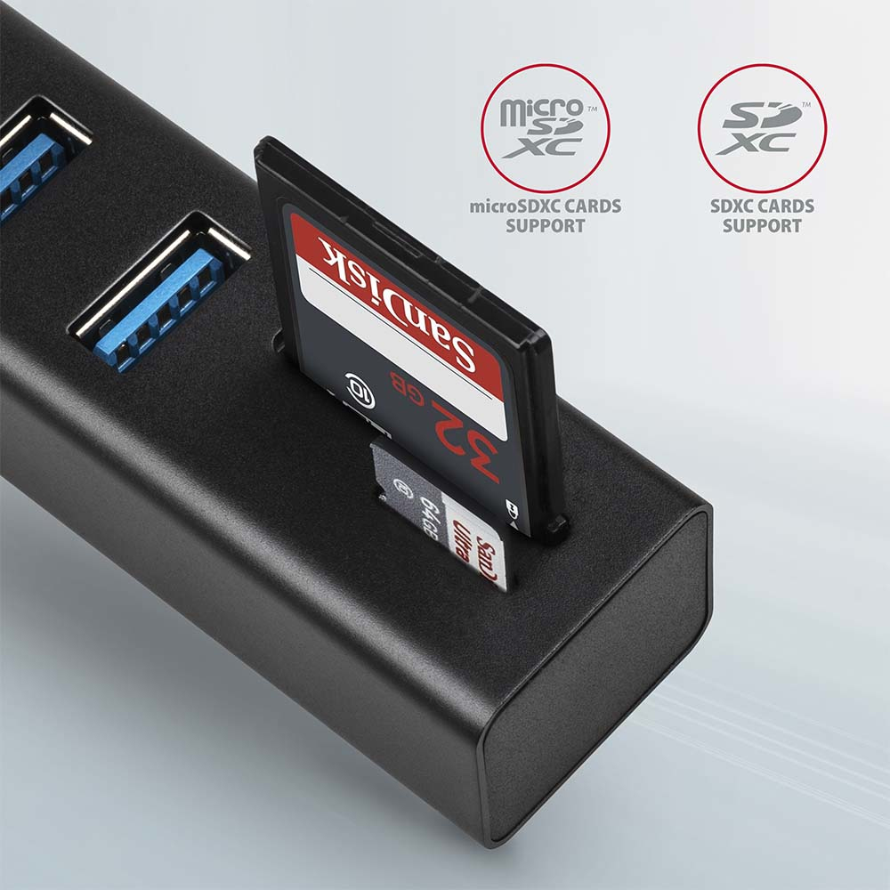 AXAGON HMA-CR3A Multiport-Hub USB 3.0 Typ A Gbit-LAN 3x USB-A SD microSD