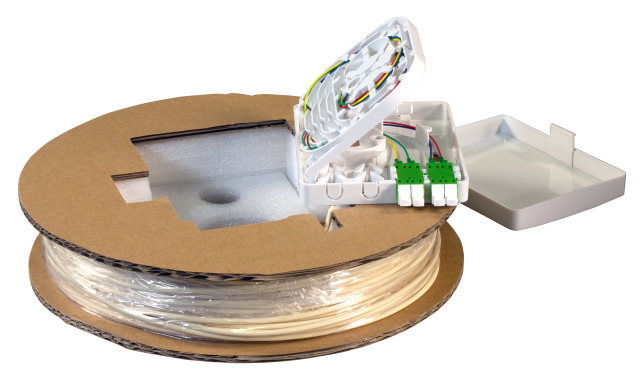 EFB Elektronik FTTX Compact Box vorkonfektioniert, 2xLC/APC Duplex, G.657.A2, 60m
