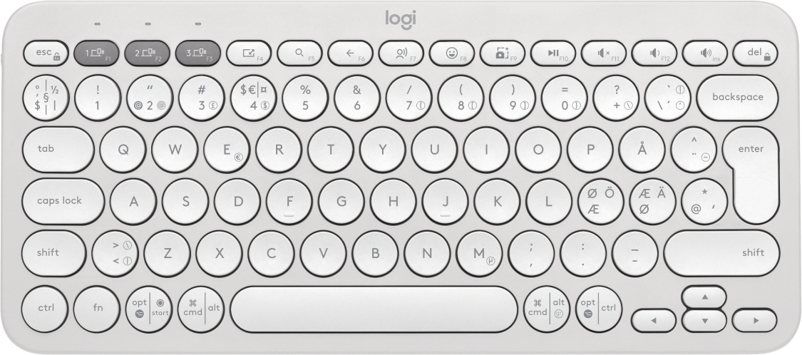 Logitech Pebble Keys 2 K380s teclado Universal RF Wireless + Bluetooth QWERTY Dans, Finlands, Noruego, Sueco Blanco