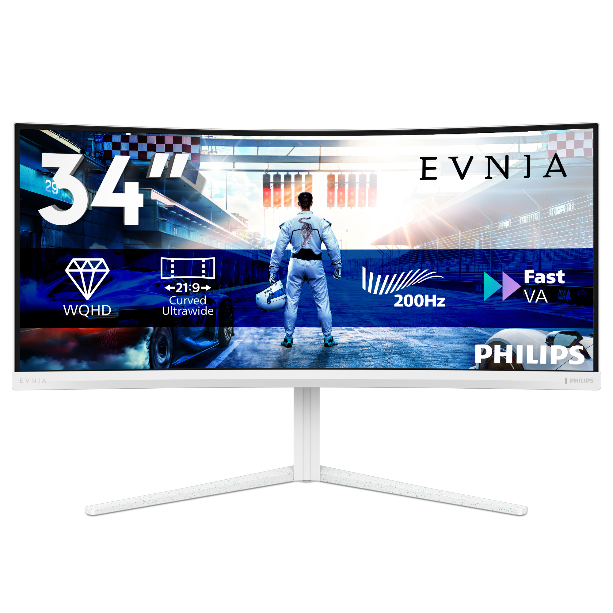 Philips 34IN 21:9 FAST VA 200HZ 3440X14 40 HAS 130MM HDMI X 2X 2.0 DP X computer monitor 86.4 cm (34) 3440 x 1440 pixels White