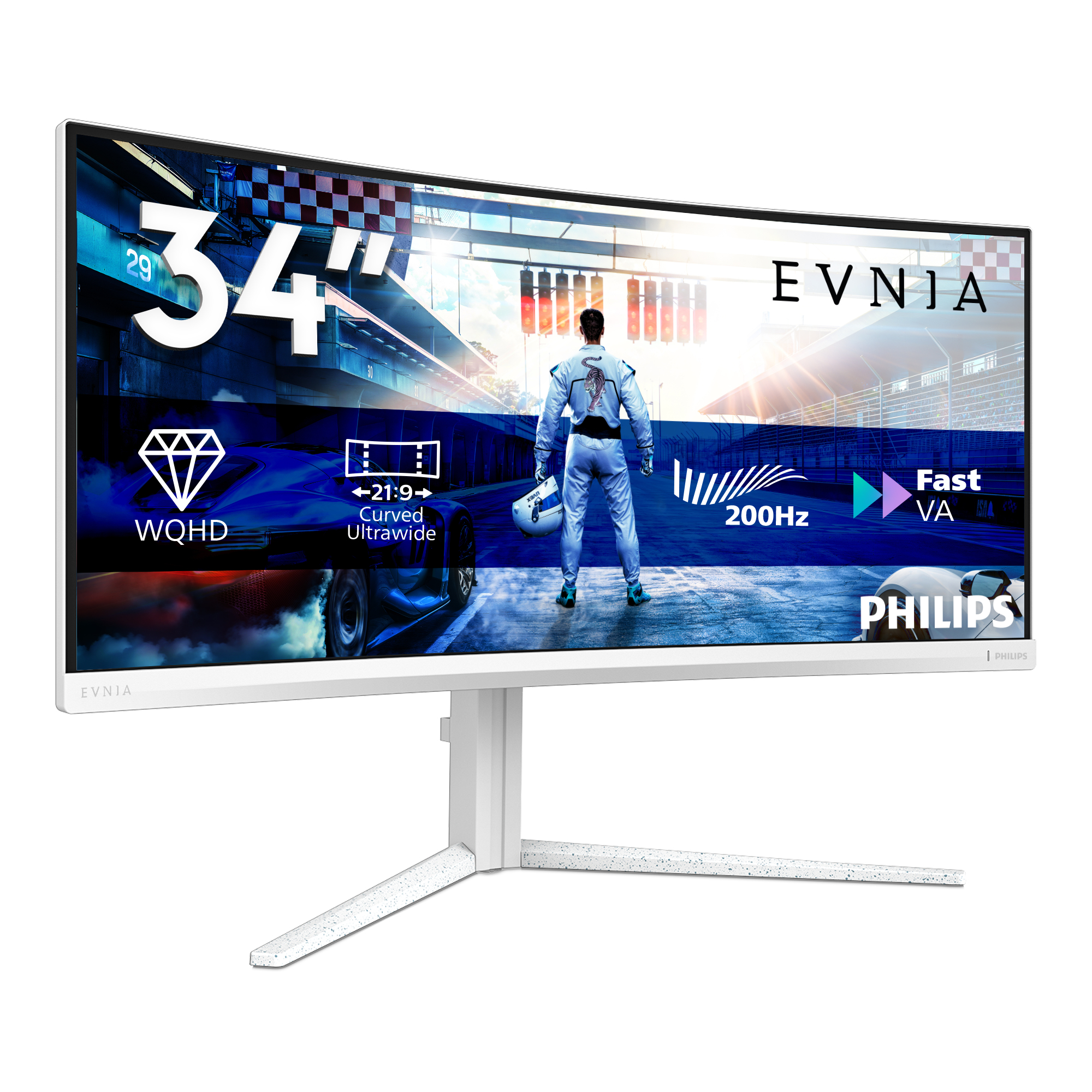 Philips 34IN 21:9 FAST VA 200HZ 3440X14 40 HAS 130MM HDMI X 2X 2.0 DP X computer monitor 86.4 cm (34) 3440 x 1440 pixels White