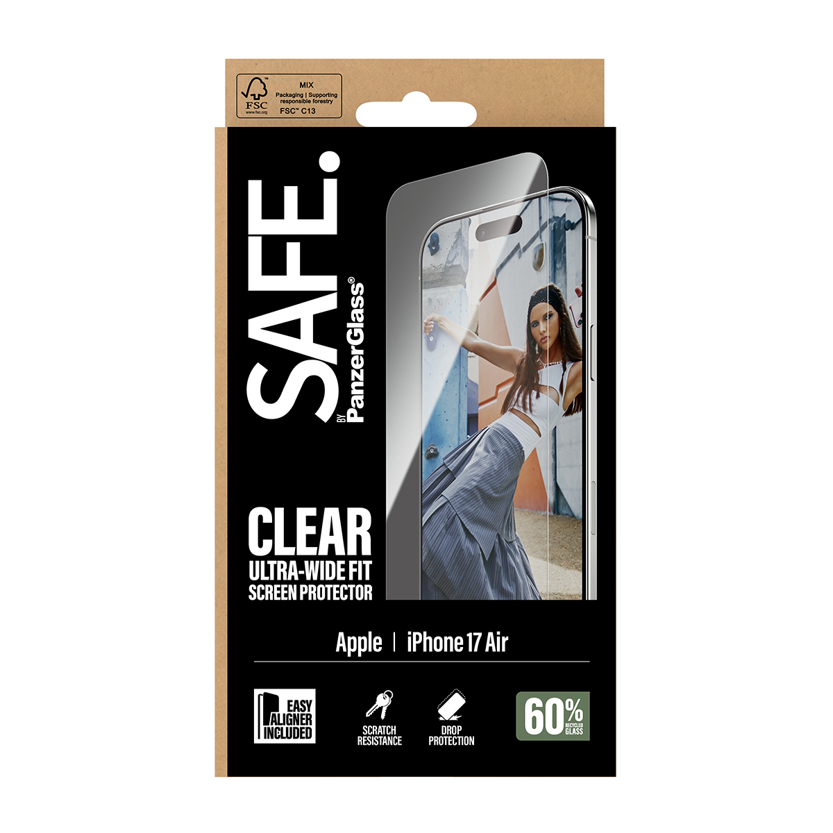 PanzerGlass SAFE. Screen Protector iPhone 17 Air Ultra-Wide Fit w. EasyAligner