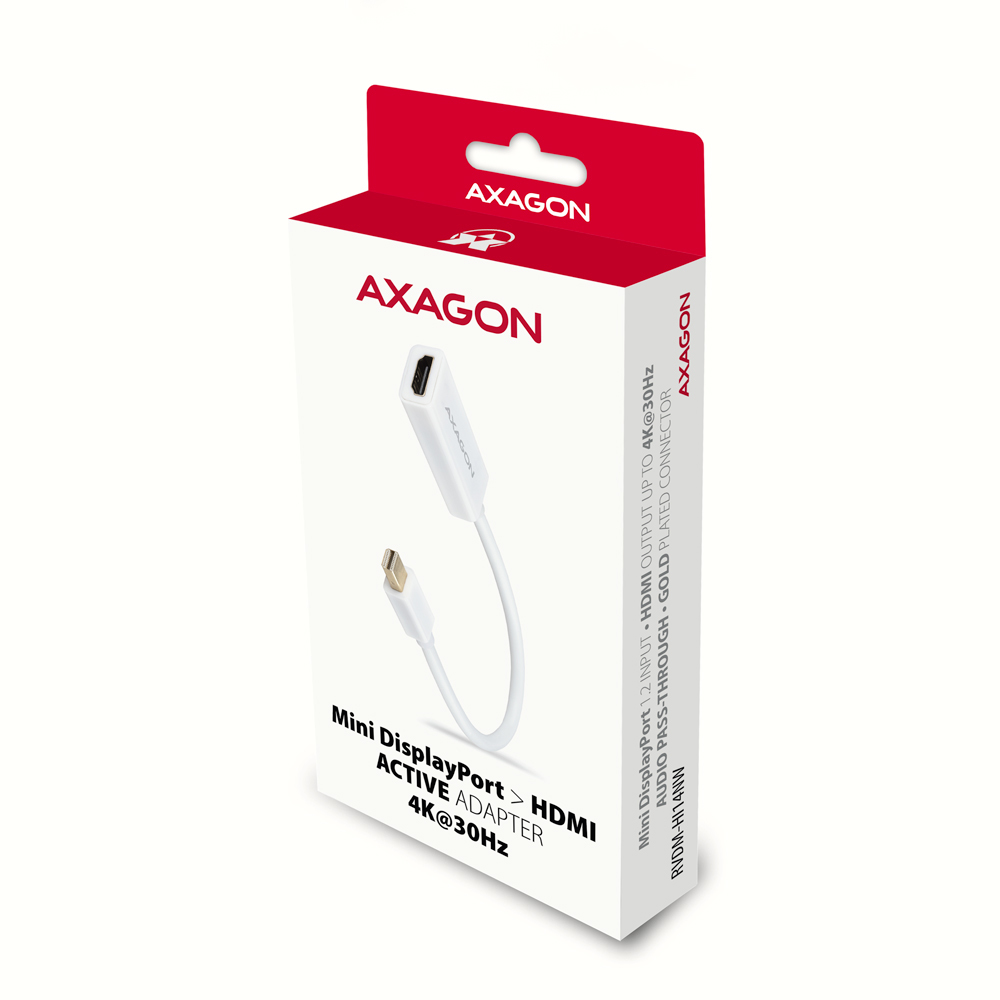 Axagon RVDM-HI14NW adaptador de cable de vdeo 0,15 m Mini DisplayPort HDMI Blanco
