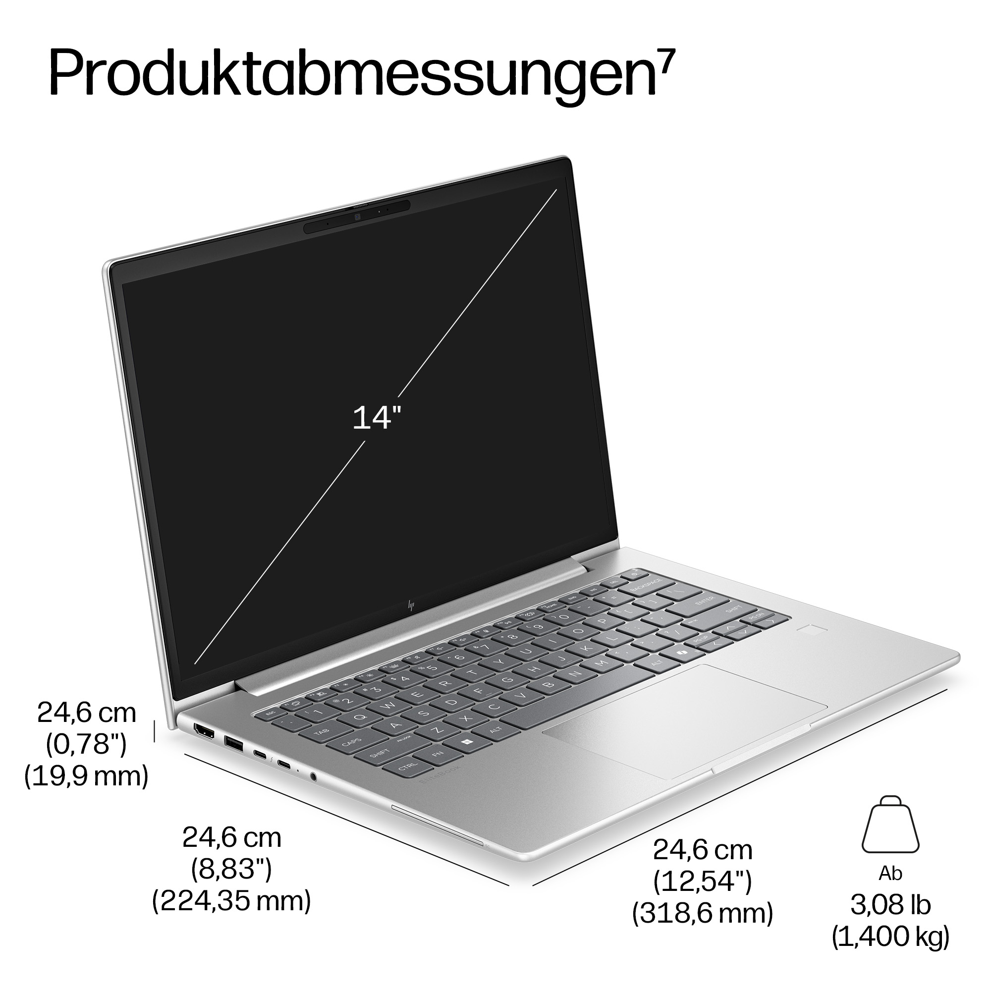 HP EliteBook 6 G2i Notebook Next Gen AI - 177-Grad Scharnierdesign - Intel Core Ultra 5 335 / 2.2 GHz - Win 11 Pro - Intel Graphics - 32 GB RAM - 512 GB SSD NVMe - 35.6 cm (14)