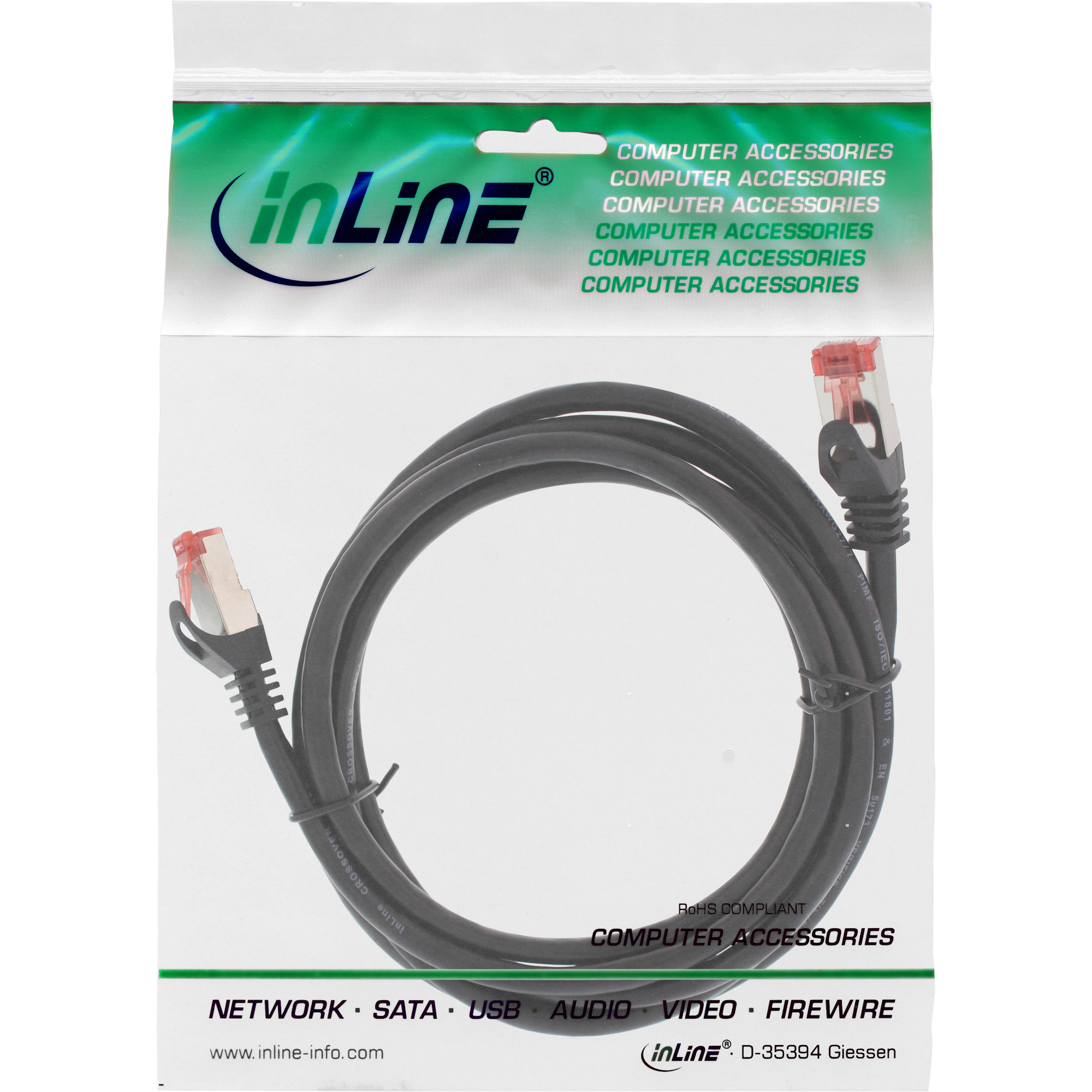 InLine Crossover PC to PC Direct Connect Cable S/FTP Cat.6 black 2m
