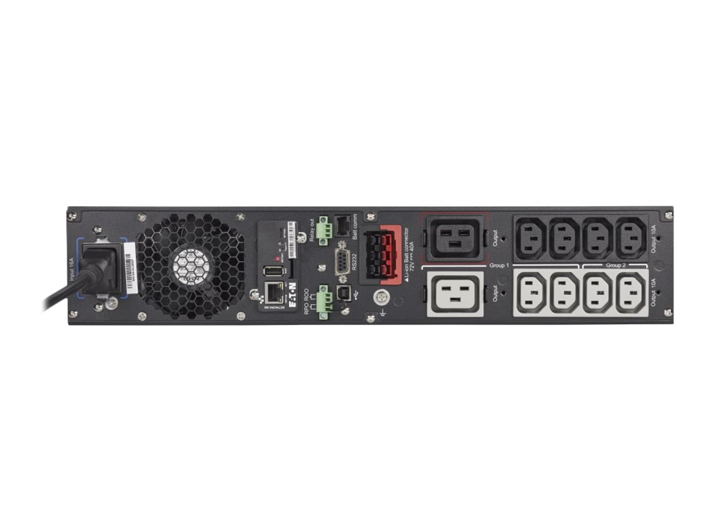 Eaton 9PX Lithium-ion - Netpack - USV (in Rack montierbar/extern) - Wechselstrom 200/208/220/230/240 V - 2400 Watt - 3000 VA - 1-phasig - RS-232, USB, Ethernet 10/100/1000 - Ausgangsanschl�sse: 10 - 2U - 48.3 cm (19)