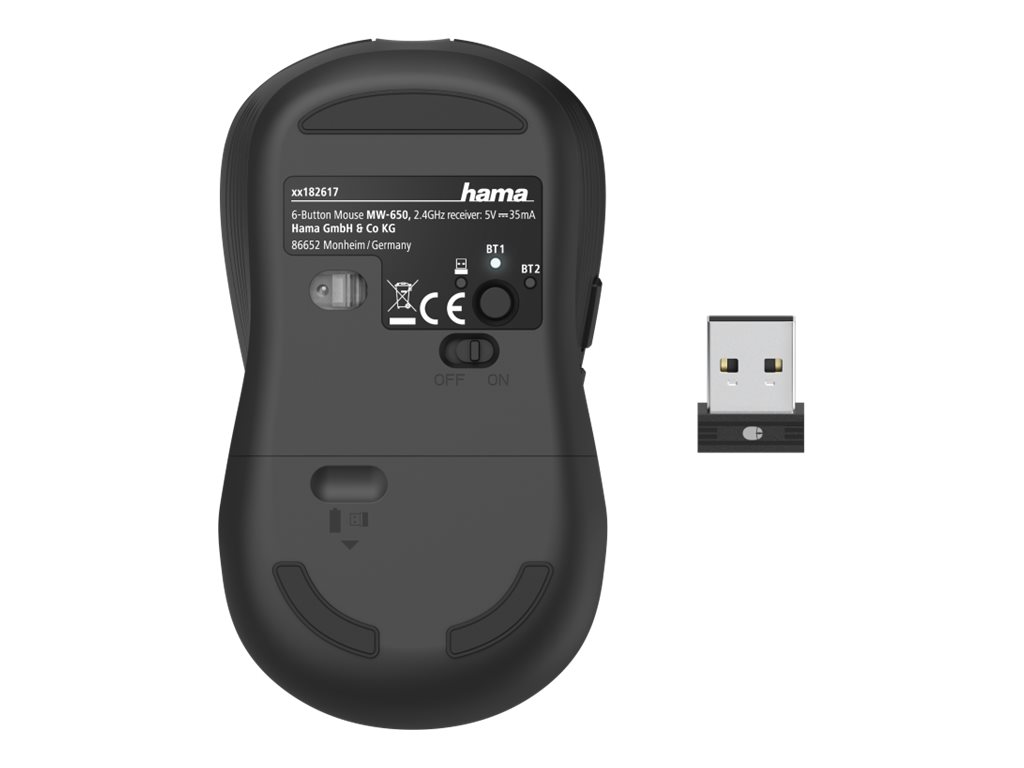 Hama MW-650 rat�n mano derecha Bluetooth + USB Type-A �ptico 2400 DPI