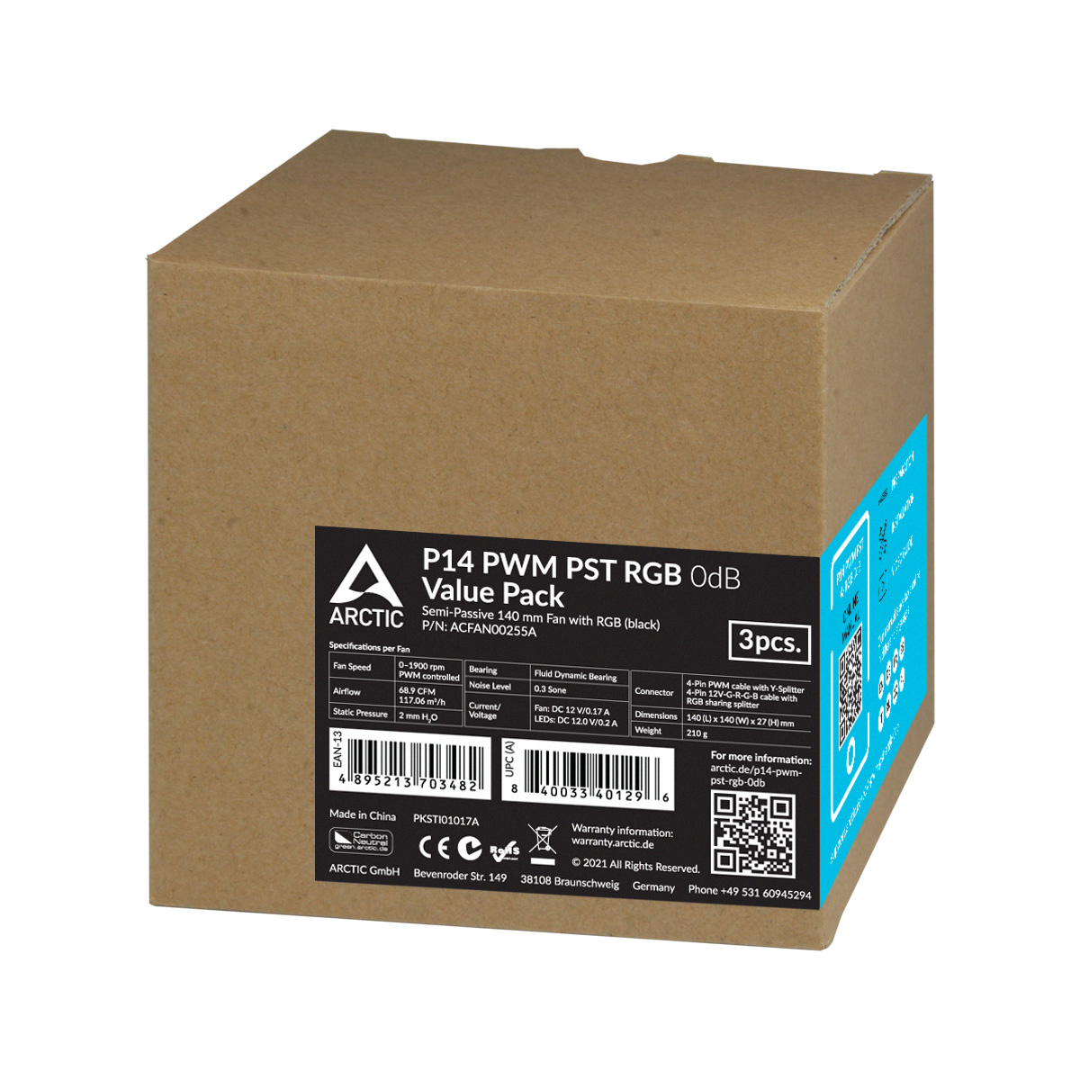 Arctic P14 PWM PST - Value Pack - Geh�usel�fter - 140 mm - Schwarz (Packung mit 3)