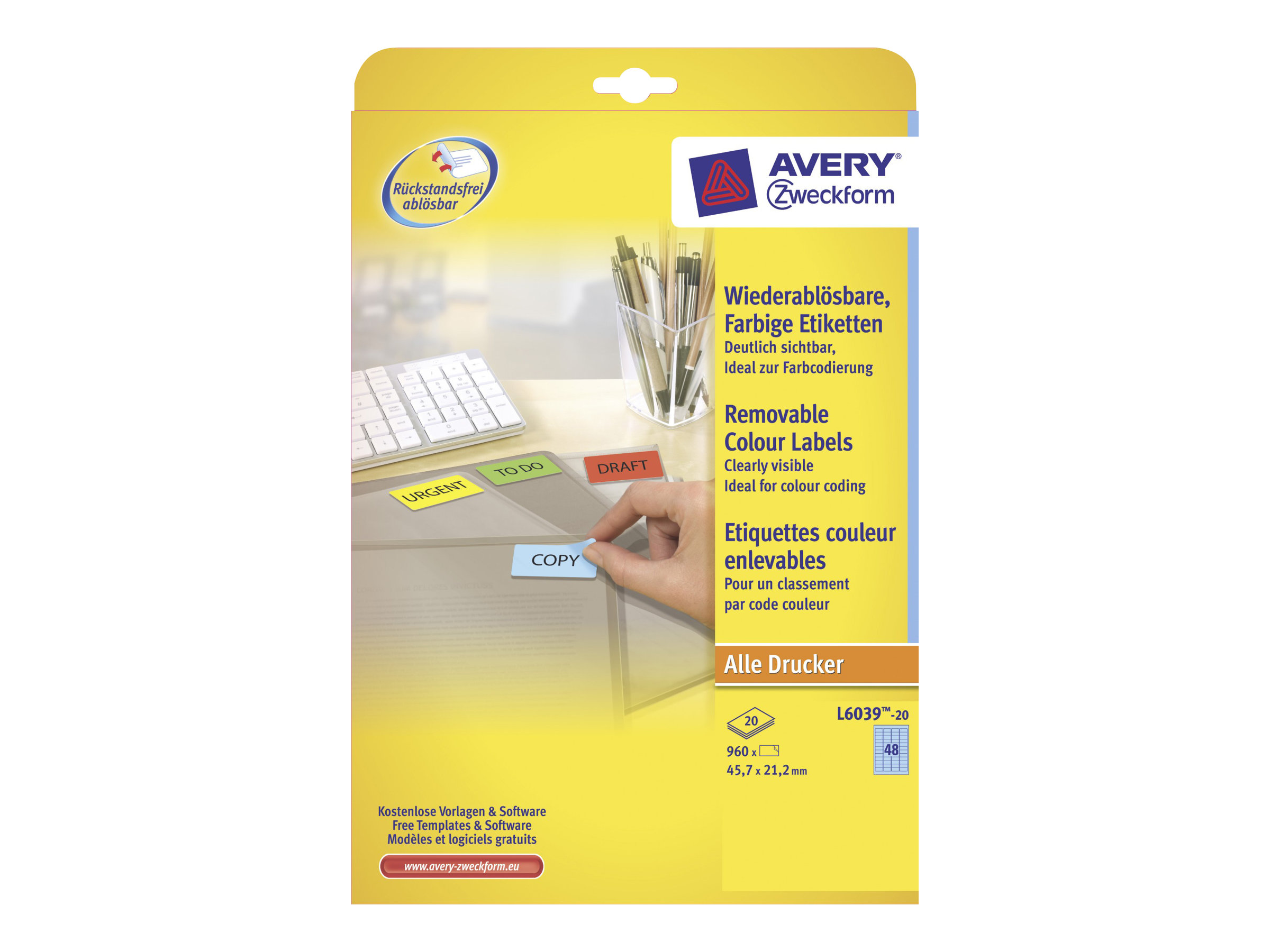 Avery Mini-labels, Blue 45,7 x 21,2mm (20)