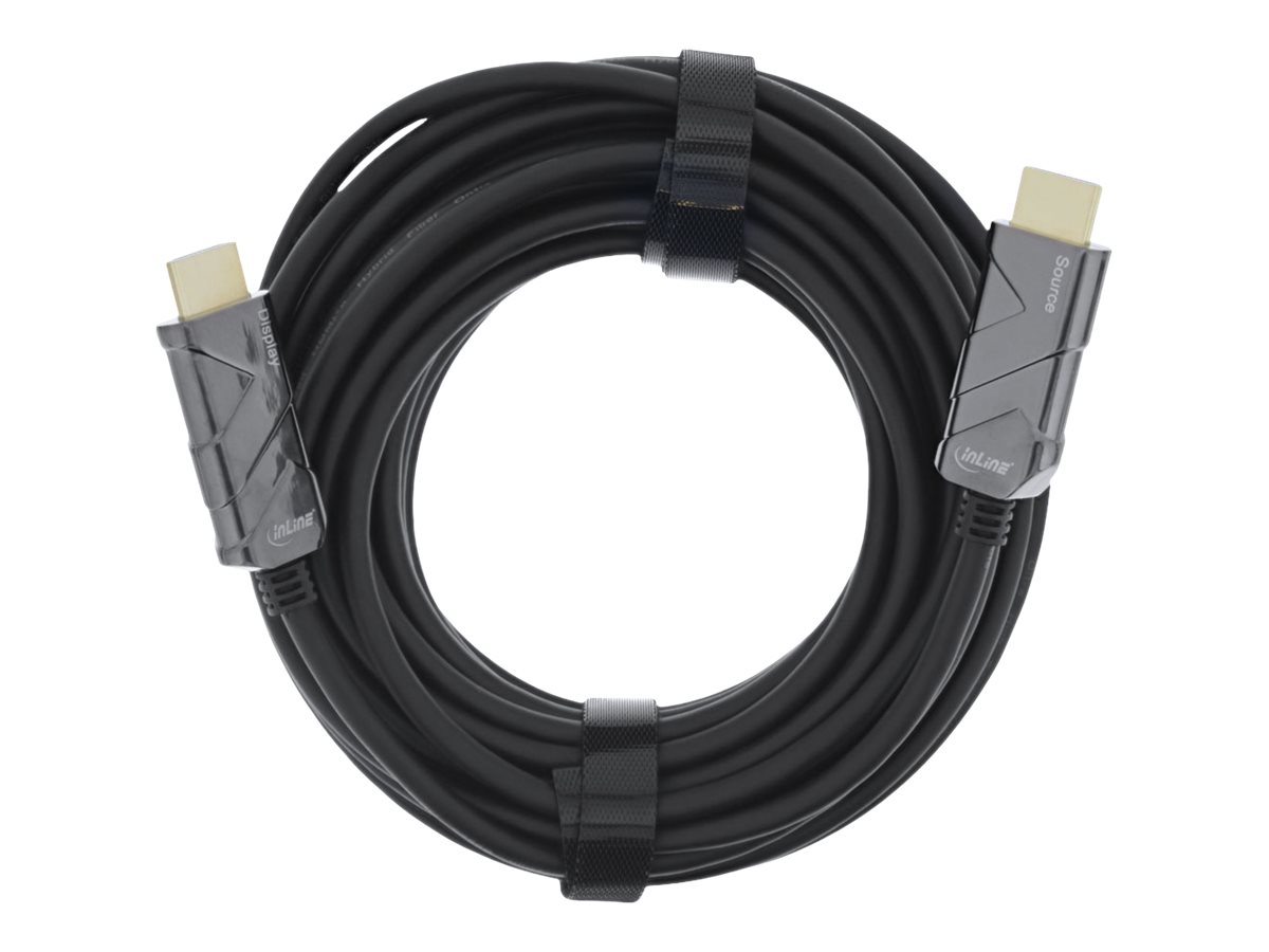 InLine Ultra High Speed - HDMI-Kabel - HDMI mnnlich zu HDMI mnnlich - 20 m - Glasfaser - Schwarz - Active Optical Cable (AOC)