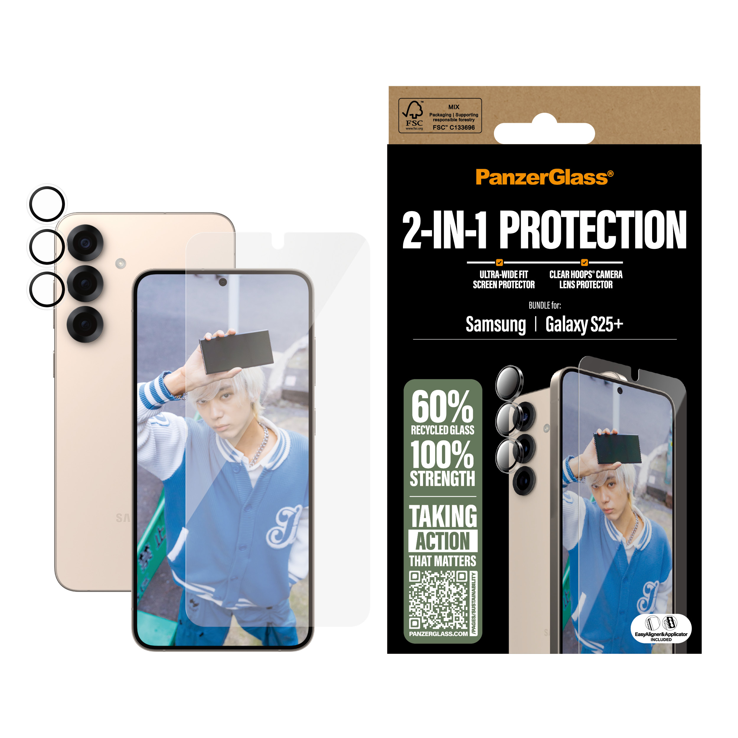 PanzerGlass 2-in-1 Schutzpaket - Schutzkit Display/Objektiv f�r Handy
