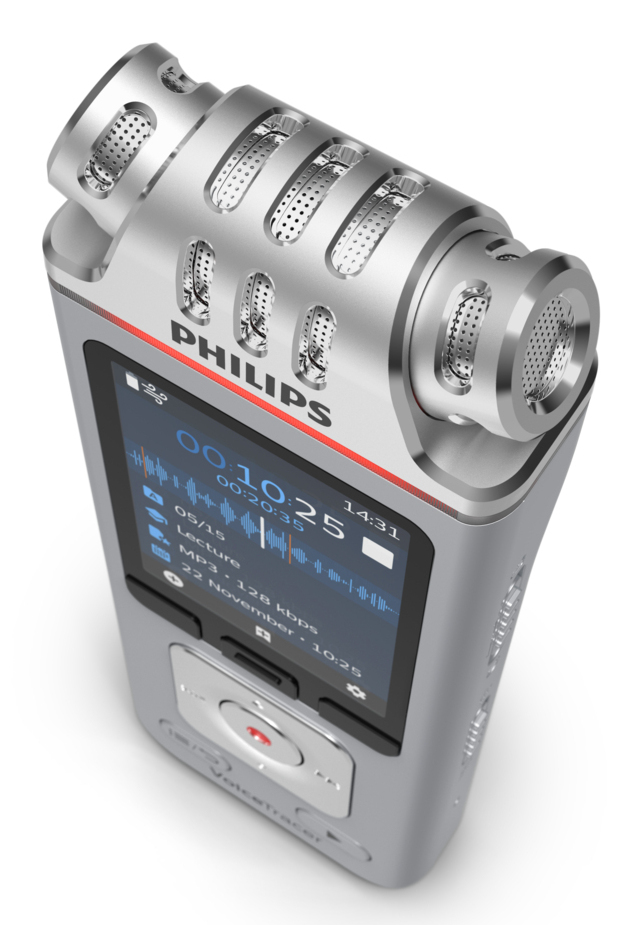 Philips DVT4115 Digital Voice Tracer Flash card Chrome, Silver