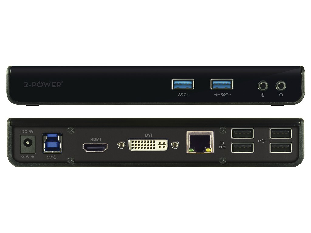 2-power DOC0110A - Verkabelt - USB 3.0 (3.1 Gen 1) Type-B - 10,100,1000 Mbit/s - Schwarz - 2048 x 1152 Pixel - Kunststoff
