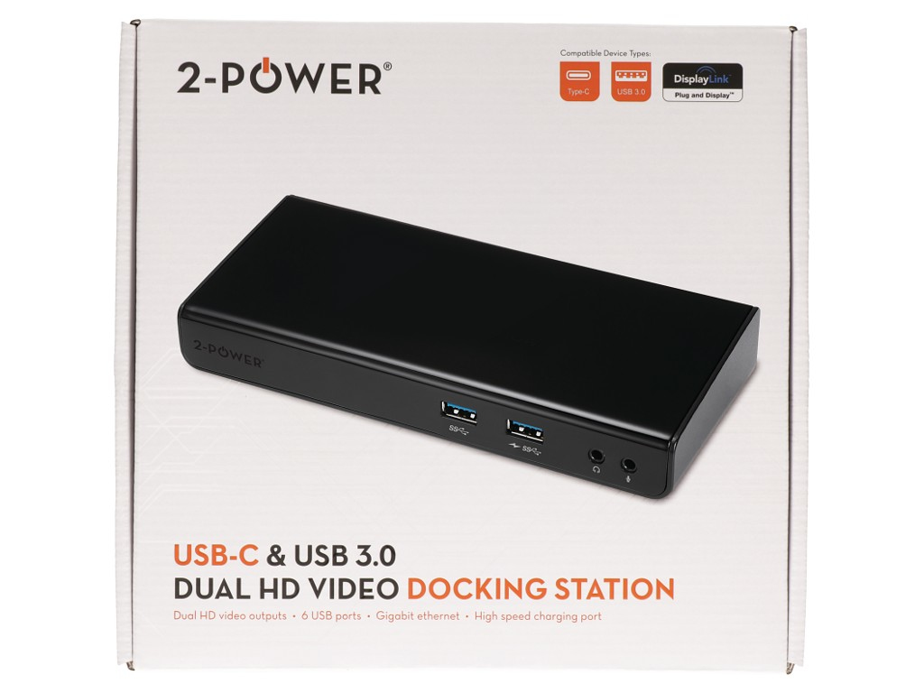 2-power DOC0110A - Verkabelt - USB 3.0 (3.1 Gen 1) Type-B - 10,100,1000 Mbit/s - Schwarz - 2048 x 1152 Pixel - Kunststoff