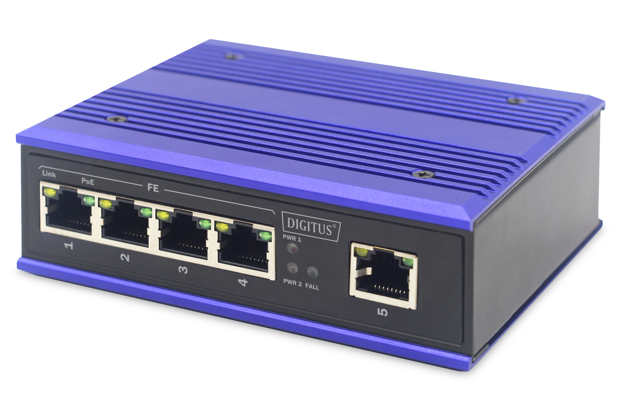 Digitus Switch PoE Fast Ethernet industriale a 4 porte + 1 porta uplink