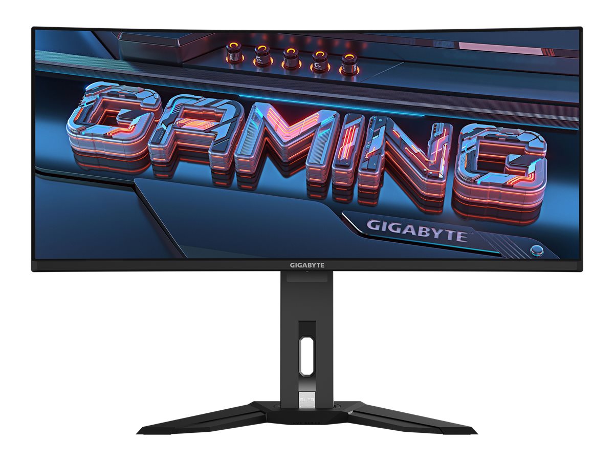 GIGABYTE Monitor de juegos curvo OLED WQHD MO34WQC2 de 34 - 3440x1440 (WQHD), 240Hz, 0.03ms, KVM, 250 cd/m�, FreeSync Premium Pro, DisplayHDR True Black 400, HDMI 2.1, Displayport 1.4