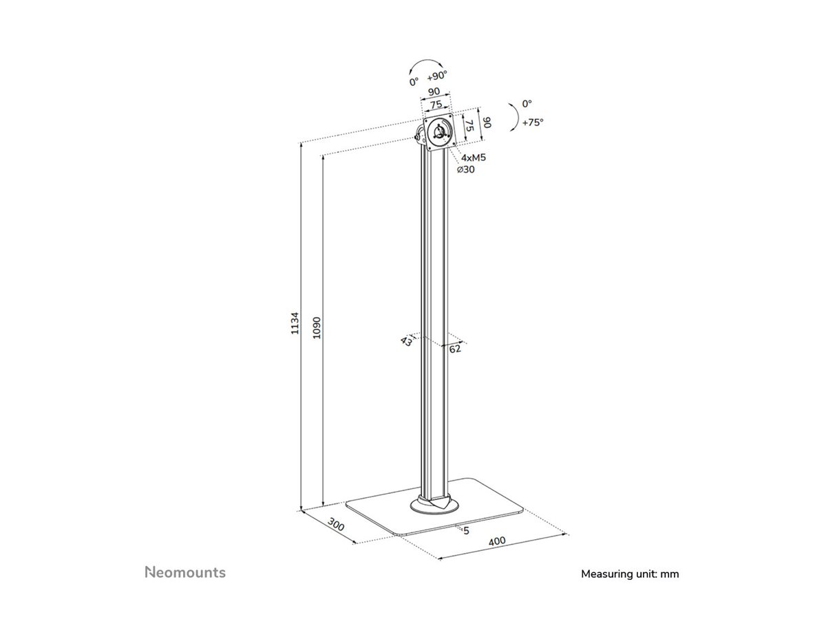 Neomounts FL15-627BL1 Soporte de suelo para tablet - m�x 3 kg | 6,6 lbs - con bloqueo