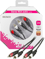 Deltaco MM-110-K, 2 X RCA, MAENNLICH, 2 X RCA, MAENNLICH, 2 M, SCHWARZ