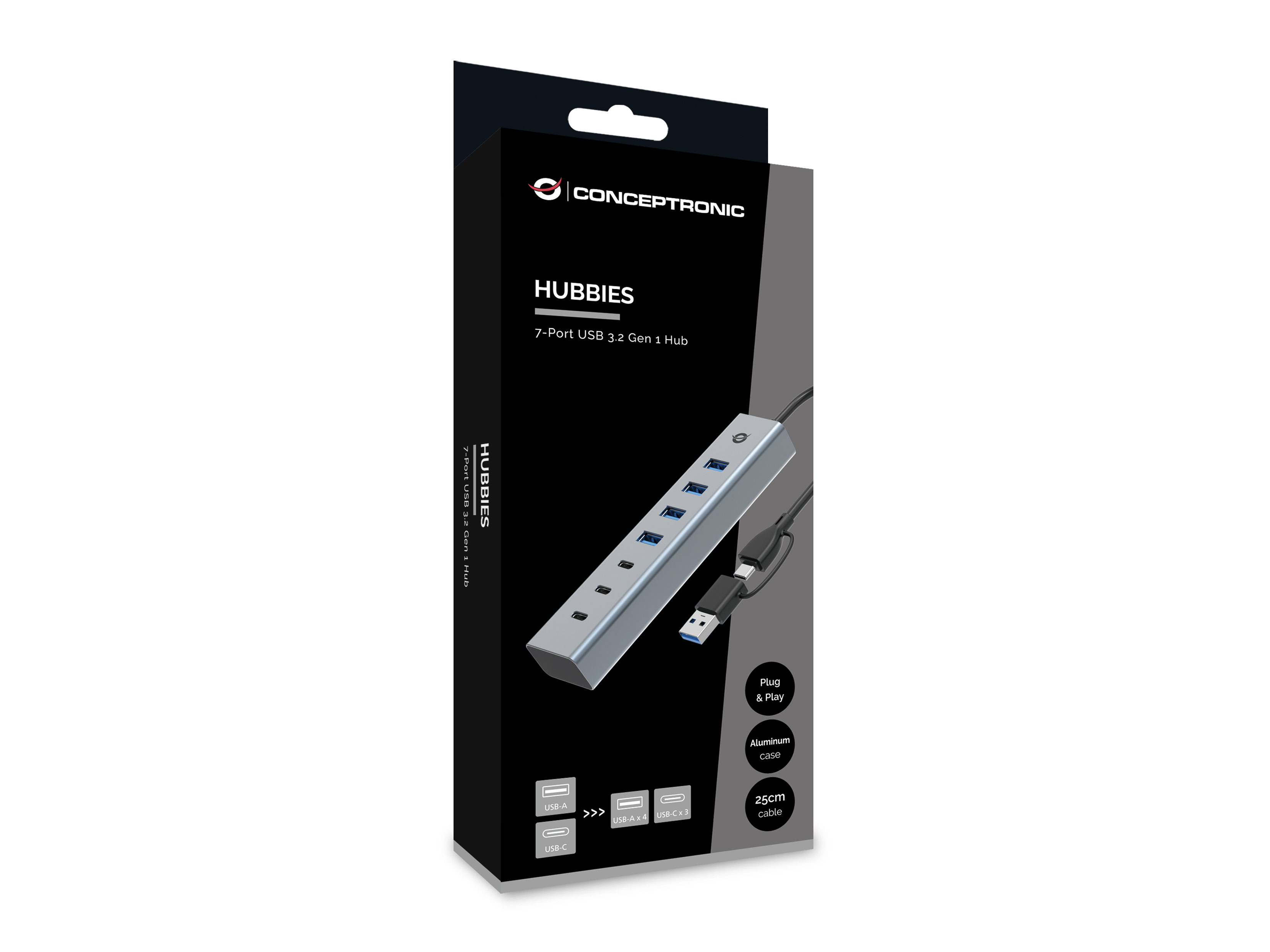 Conceptronic HUBBIES20G hub de interfaz USB 3.2 Gen 1 (3.1 Gen 1) Type-C 5000 Mbit/s Gris