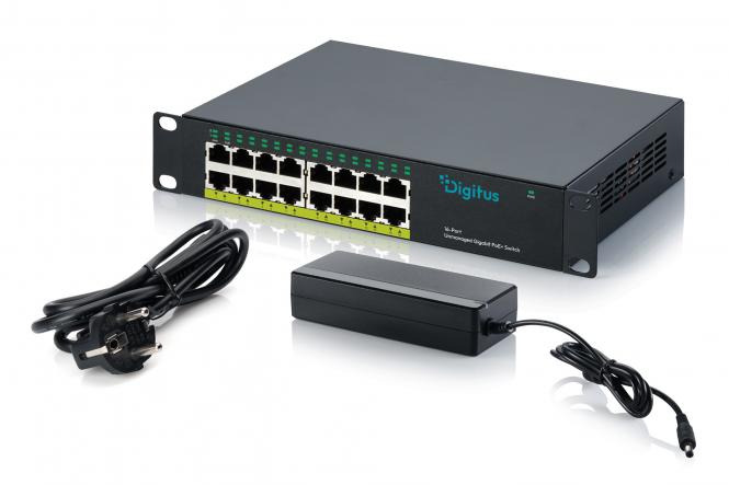 Digitus 10 Gigabit 16-Port Unmanaged PoE+ Switch (120W)