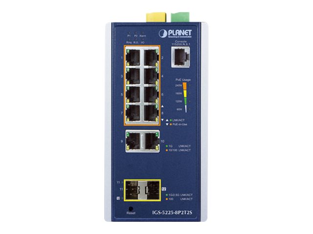 Planet IGS-5225-8P2T2S - Switch - L2+ - managed - 8 x 10/100/1000 (PoE+)