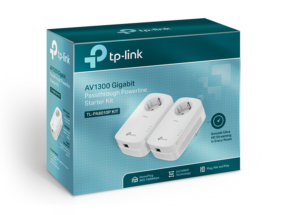 TP-LINK TL-PA8010P KIT - Starter Kit - Bridge - GigE, HomePlug AV (HPAV)