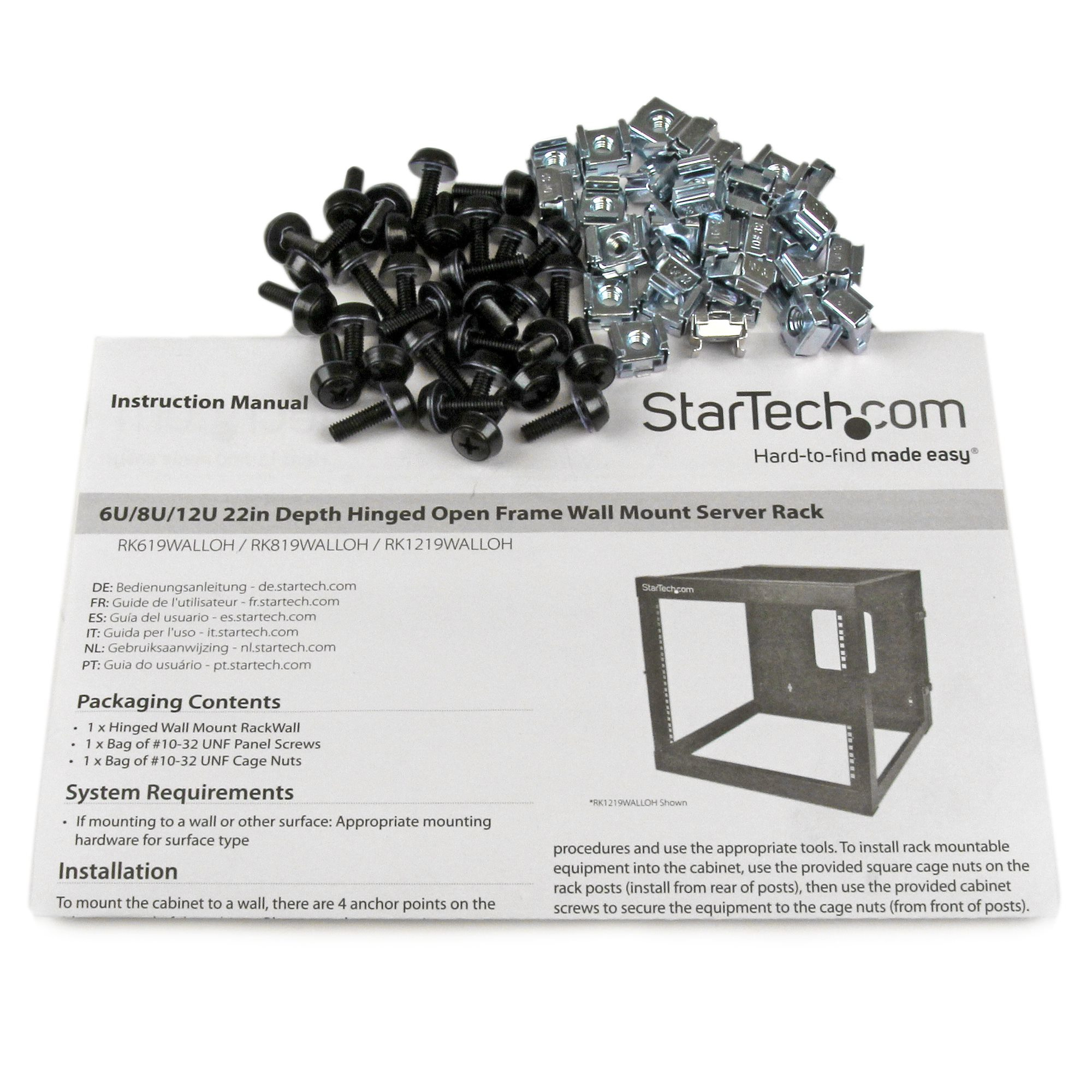 StarTech.com Server rack 6U a giorno per montaggio a parete con cerniera 22