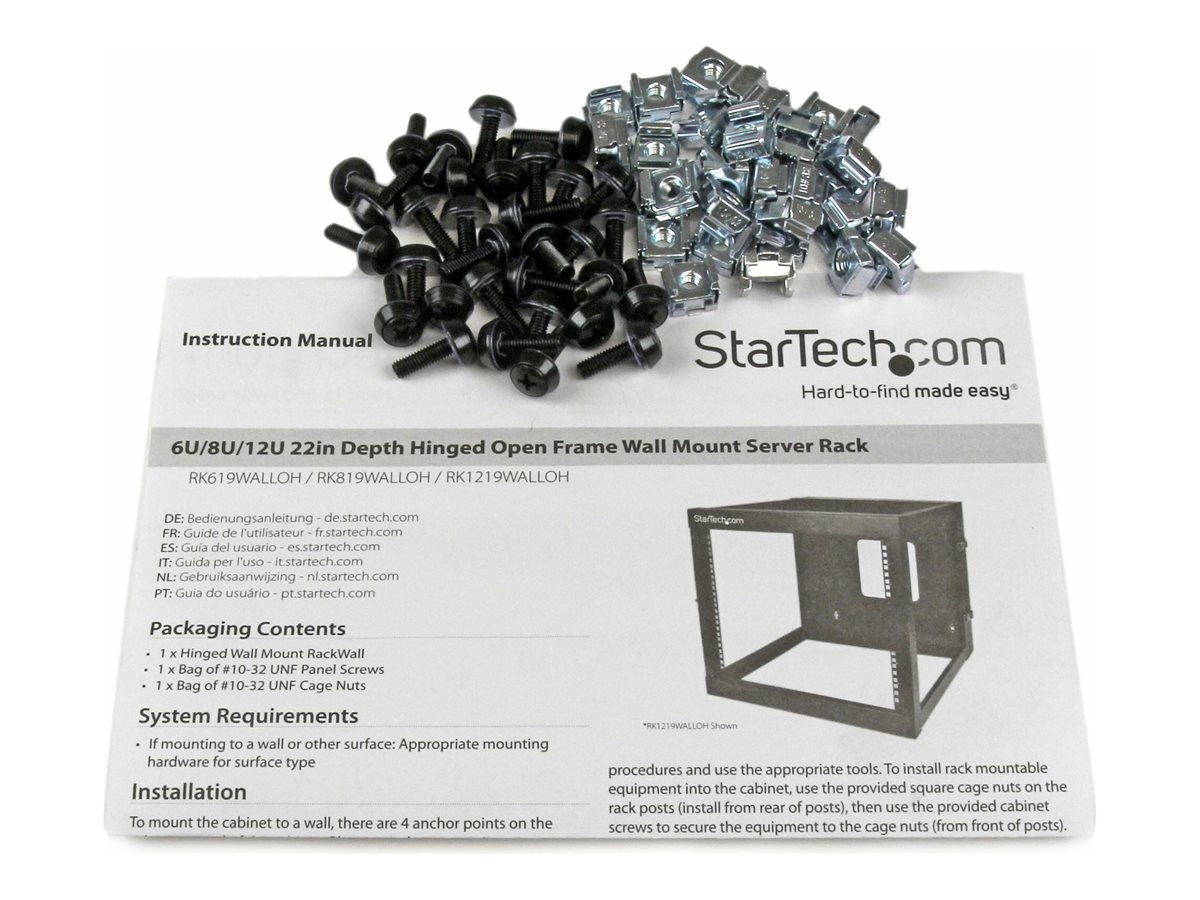 StarTech.com Server rack 6U a giorno per montaggio a parete con cerniera 22