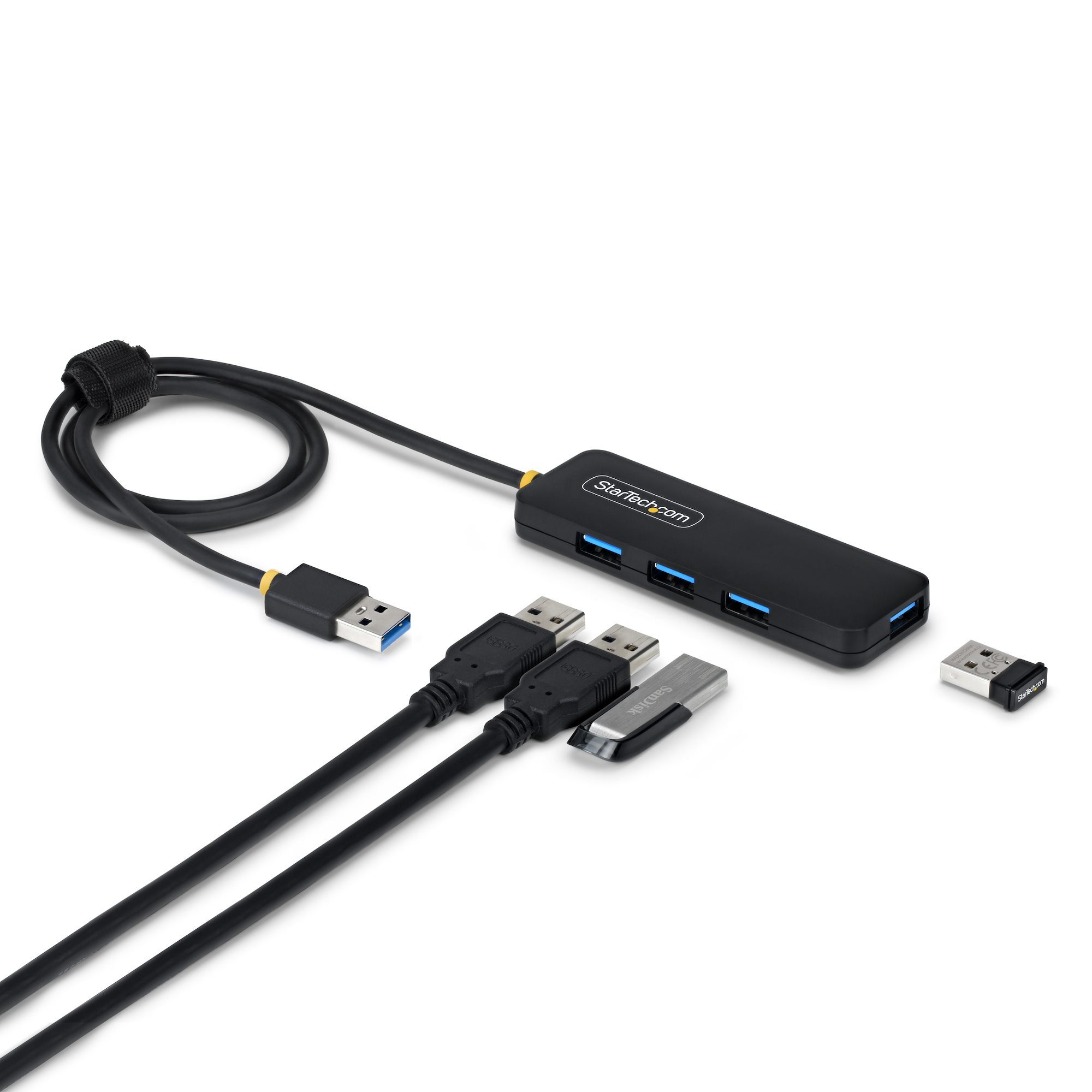 StarTech.com Hub USB-A de 4 Puertos - 5 Gbps - Ladr�n USB Alimentado por el Bus USB - Concentrador de 4 Puertos - Pl�stico PCR - Cable de 61cm - Hub Universal Serial Bus para Port�til