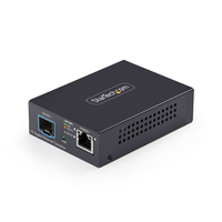 StarTech.com Convertisseur de M�dia Fibre Optique SFP+ Ouvert Multi-Gigabit 10 GbE, 10G/5G/2,5G/1G/100M, Cuivre vers 10GBASE-X SFP+, Monomode, Multimode, Trames Jumbo 16K, TAA