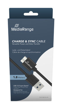 MediaRange MRCS240 c�ble USB USB 3.2 Gen 1 (3.1 Gen 1) 1,8 m USB A Micro-USB B Noir