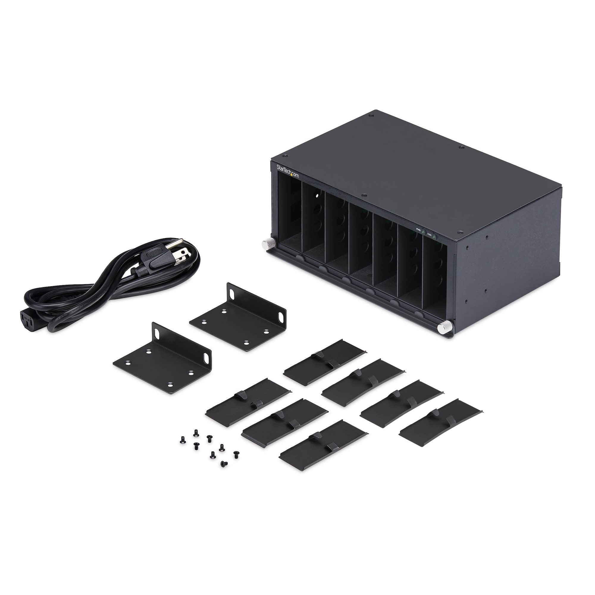 StarTech.com Caja de 7 Ranuras para Conversores de Medios Serie MCM para Rack de 10 - Chasis para Conversores de Medios - sin Gestionar - Aislamiento de Corriente - Ventilaci�n Activa - TAA