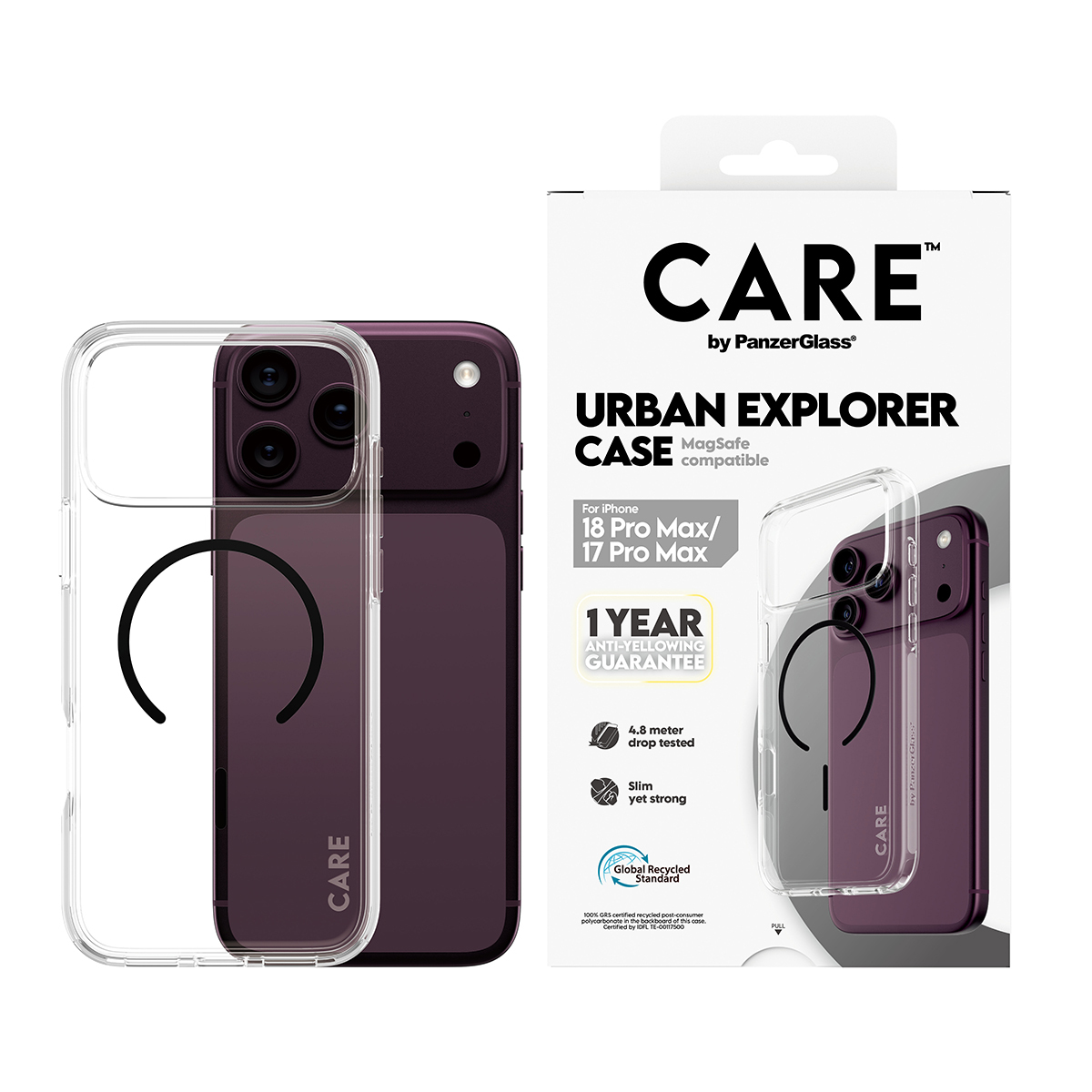 PanzerGlass CARE by � Urban Explorer Case Transparent w. Black MagSafe iPhone 2026 Pro Max | 17 Pro Max coque de protection pour t�l�phones portables Housse
