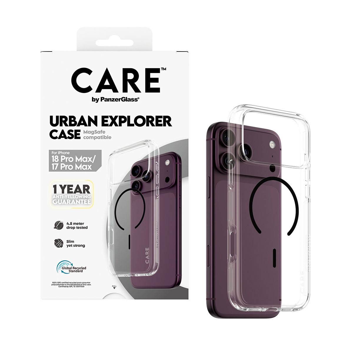 PanzerGlass CARE by � Urban Explorer Case Transparent w. Black MagSafe iPhone 2026 Pro Max | 17 Pro Max coque de protection pour t�l�phones portables Housse