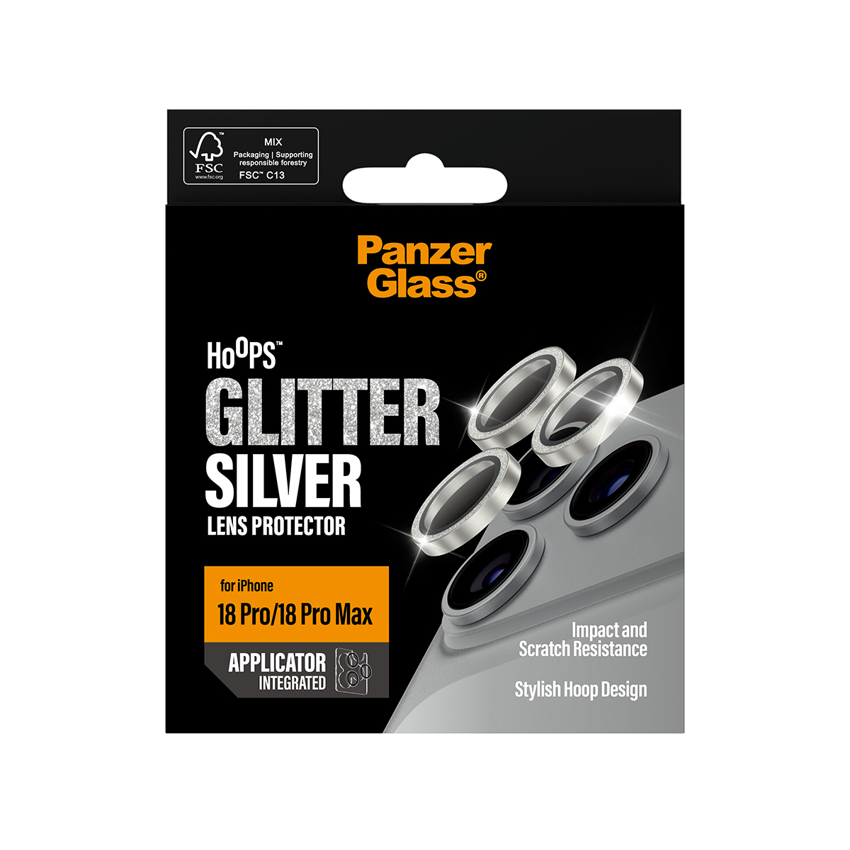 PanzerGlass � Hoops� Camera Lens Protector Glitter Silver iPhone 18 Pro | 18 Pro Max Protector de pantalla 1 pieza(s)