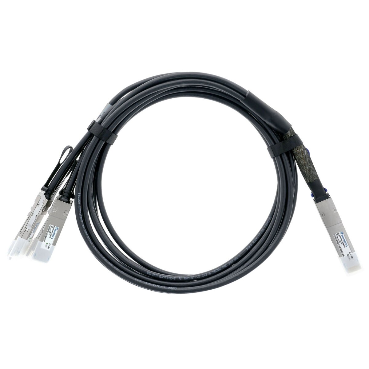 BlueOptics Cisco QDD-4ZQ100-CU2M BlueLAN passives 400GBASE-CR4 QSFP-DD auf 4x100GBASE-CR QSFP56 Direct Attach Breakout Kabel, 2 Meter