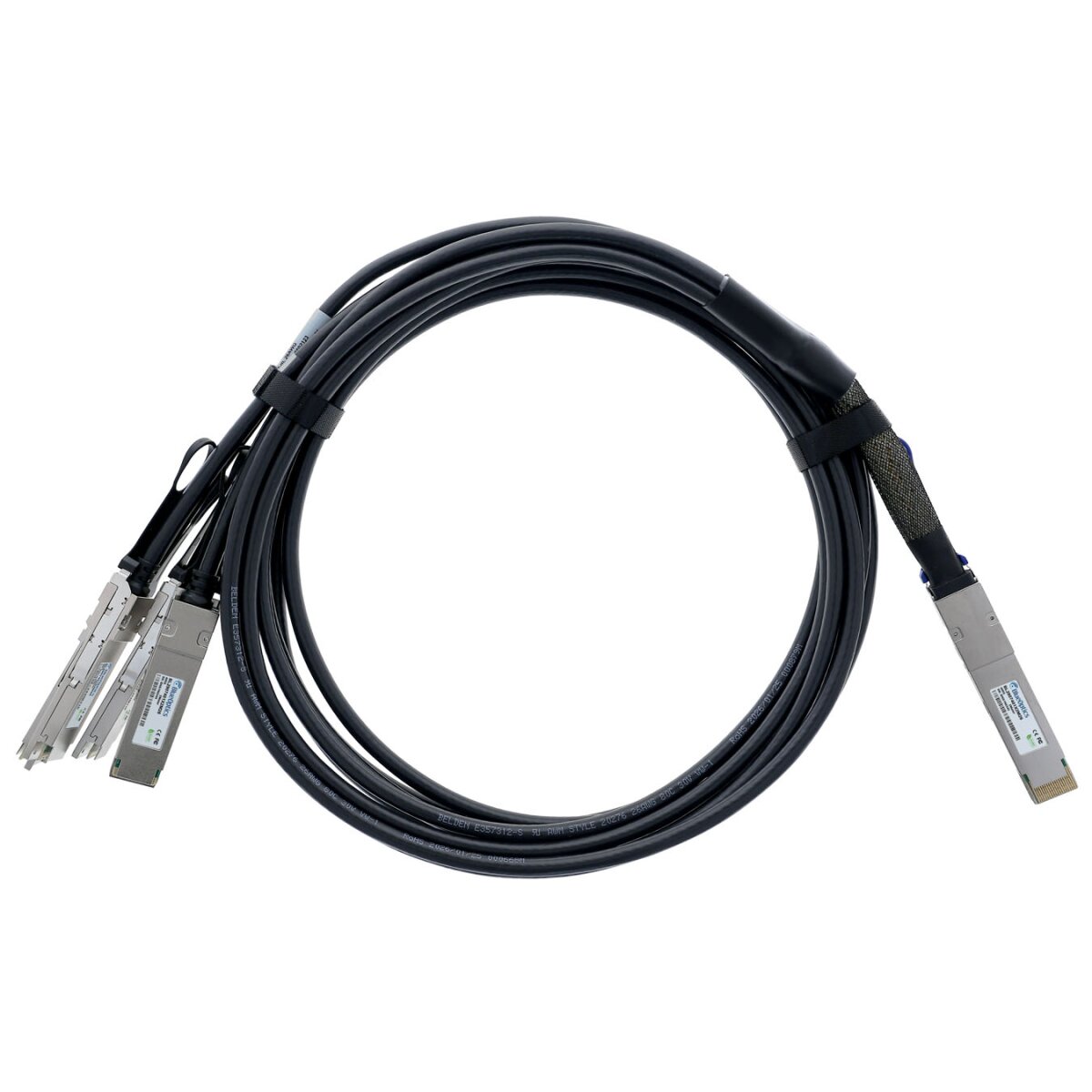 BlueOptics Cisco QDD-4ZQ100-CU2M BlueLAN passives 400GBASE-CR4 QSFP-DD auf 4x100GBASE-CR QSFP56 Direct Attach Breakout Kabel, 2 Meter