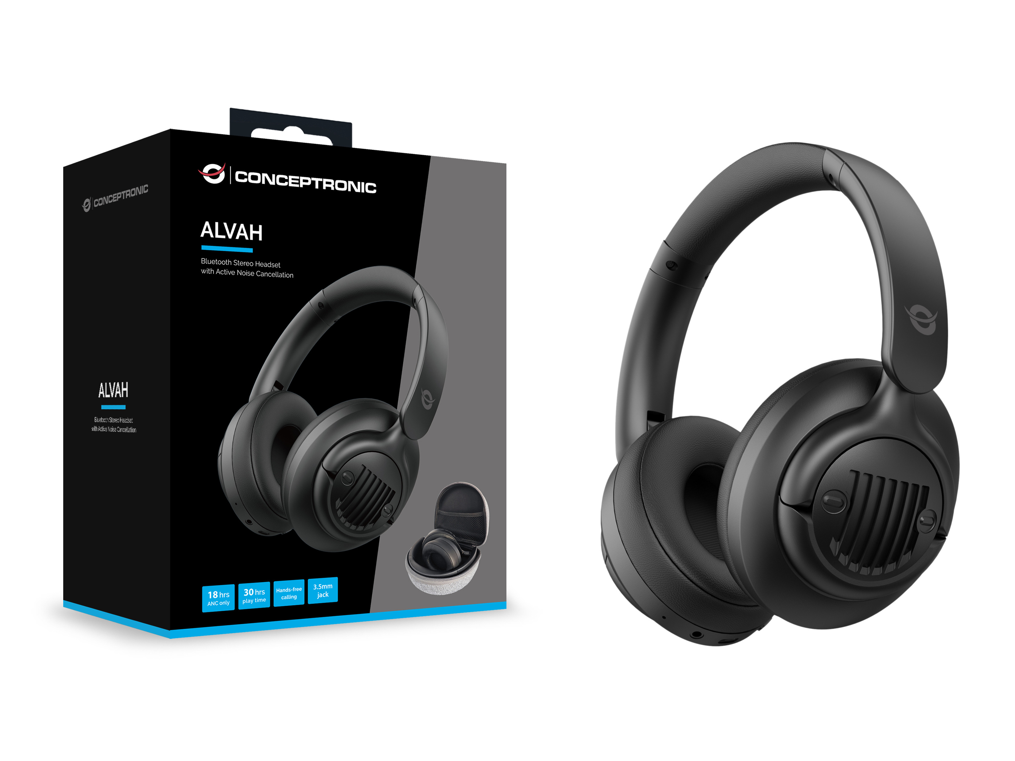 Conceptronic ALVAH02B couteur/casque Avec fil &sans fil Arceau Appels/Musique Bluetooth Noir