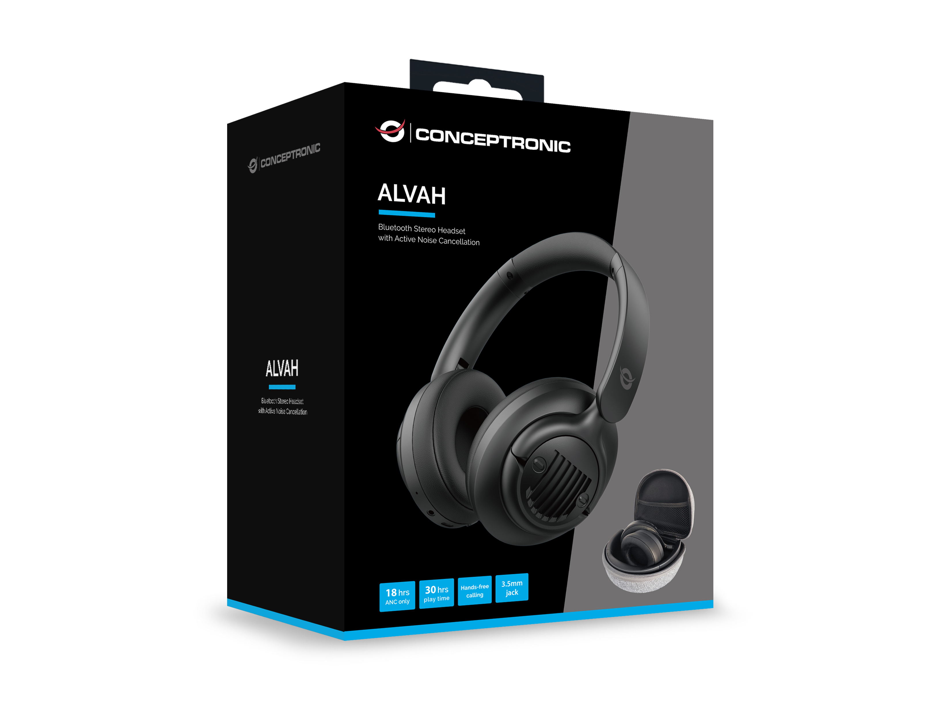Conceptronic ALVAH02B couteur/casque Avec fil &sans fil Arceau Appels/Musique Bluetooth Noir