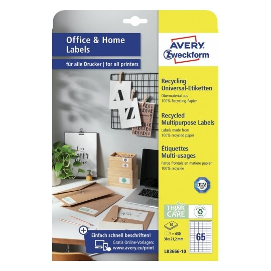Avery LR3666-10 self-adhesive label Rectangle Permanent White 650 pc(s)