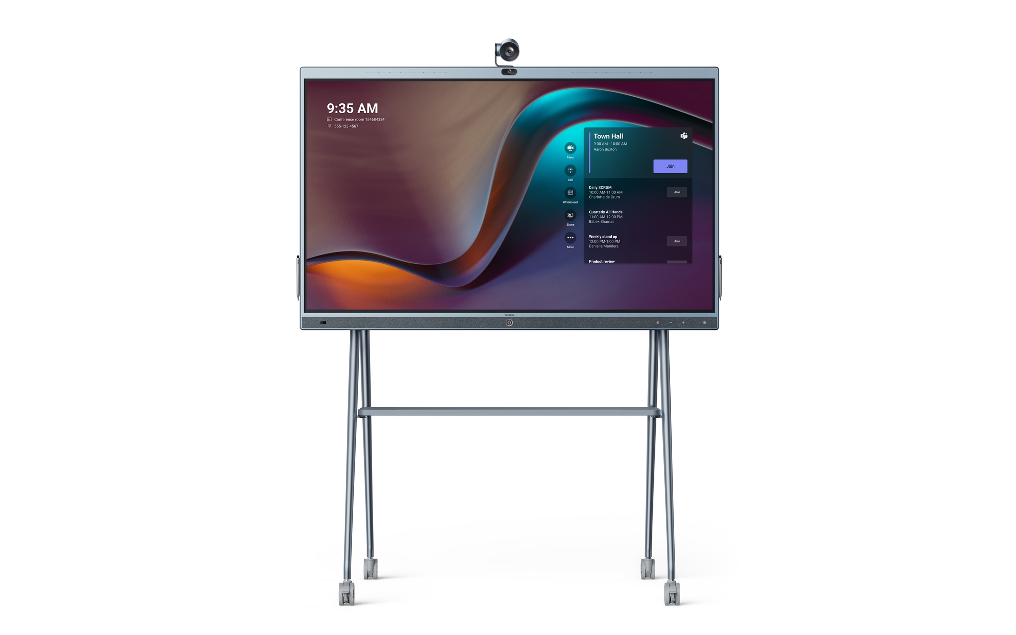 Yealink MeetingBoard Panel plano interactivo 165,1 cm (65) LED Wifi 4K Ultra HD Negro Pantalla tctil Procesador incorporado Android 10