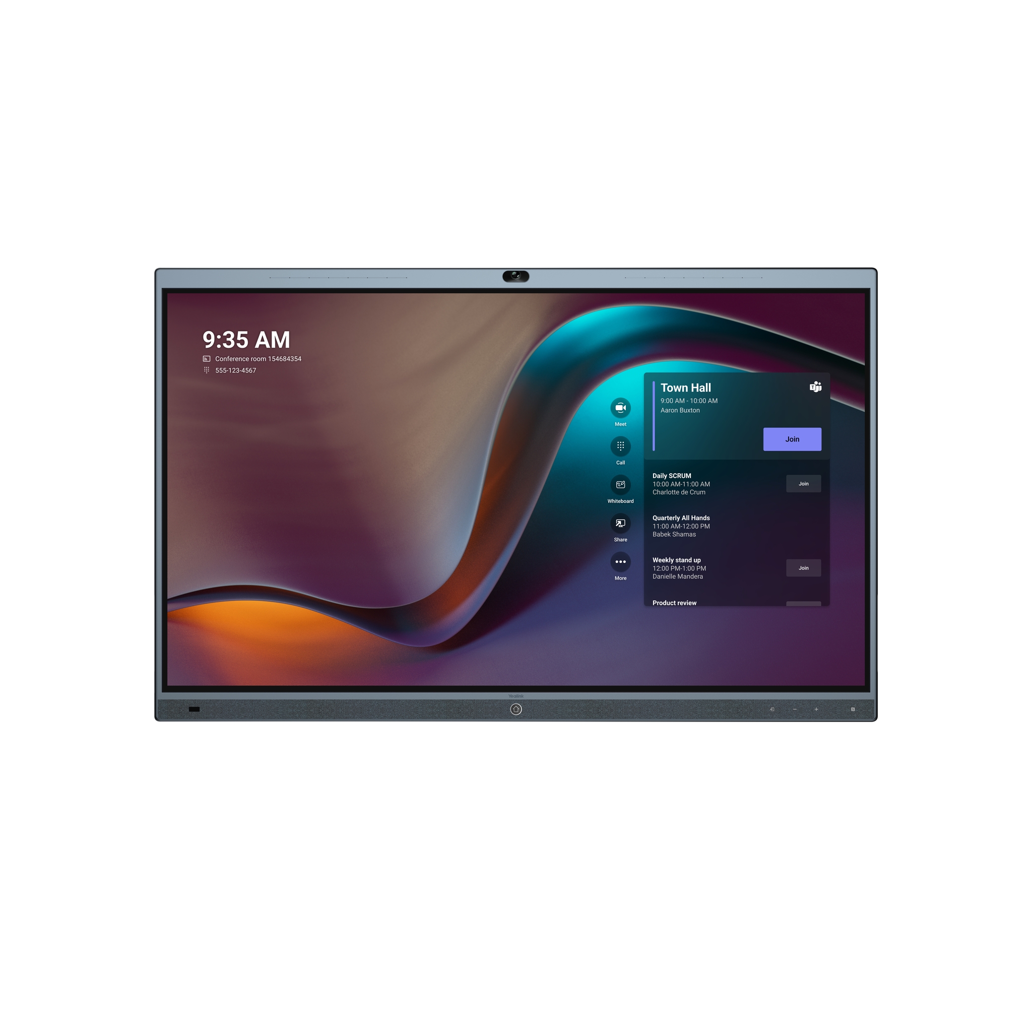 Yealink MeetingBoard Panel plano interactivo 165,1 cm (65) LED Wifi 4K Ultra HD Negro Pantalla tctil Procesador incorporado Android 10
